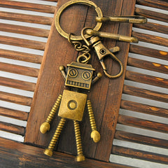 Mini Robot Car Keychain Retro Movable Alloy Key Chain Pendant Car Ornaments