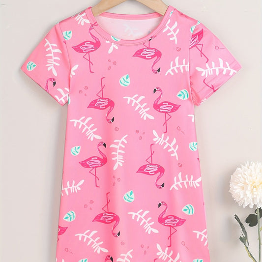 Toddler Girls Flamingo Graphic Casual T shirt Dress