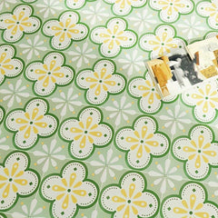 10pcs Green Flower Pattern Peel And Stick Floor Tile