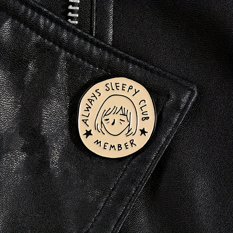 ALWAYS SLEEPY CLUB MEMBER Cartoon Round Brooch Star Boys And Girls Brooch