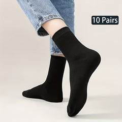 10 Pairs Solid Socks Comfy & Breathable Women's Stockings