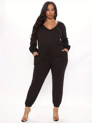 Women's Plus Sexy Long Sleeve Jumpsuit