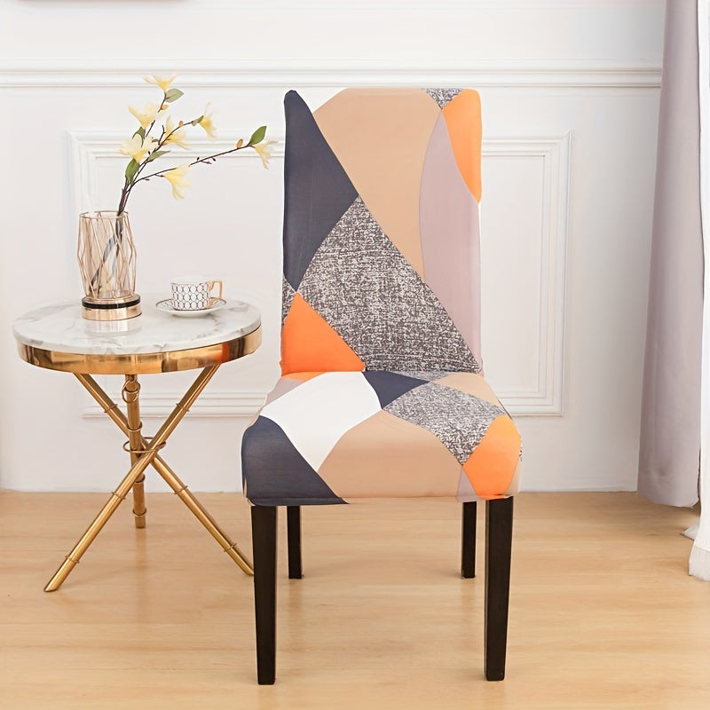 Geometric Printed Dining Chair Covers Stretch Fabric Home Decor