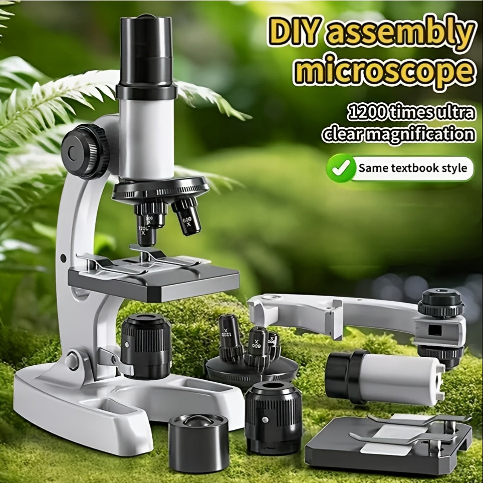 DIY Disassembly Microscope Toy Set for Kids 1200x Magnification