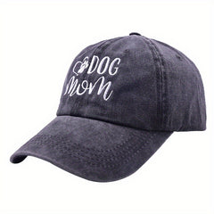 Cat Dog Mom Embroidery Baseball Cap Washed Distressed Solid Dad Hats