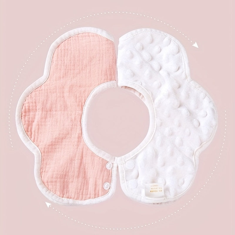 Baby Flower Shape 360 degree Rotating Beanie Velvet Baby Gauze Bib