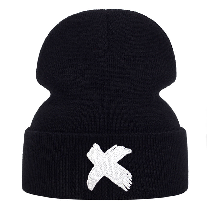 Men's X Embroidered Soft Knitted Winter Warm Hat