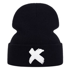 Men's X Embroidered Soft Knitted Winter Warm Hat