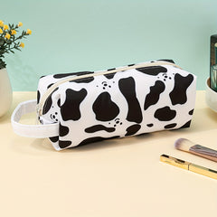 Smiling Face & Cow Print Makeup Bag Pencil Case