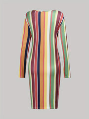  Sexy Dress Womens Plus Striped V Neck Slim Fit Dress
