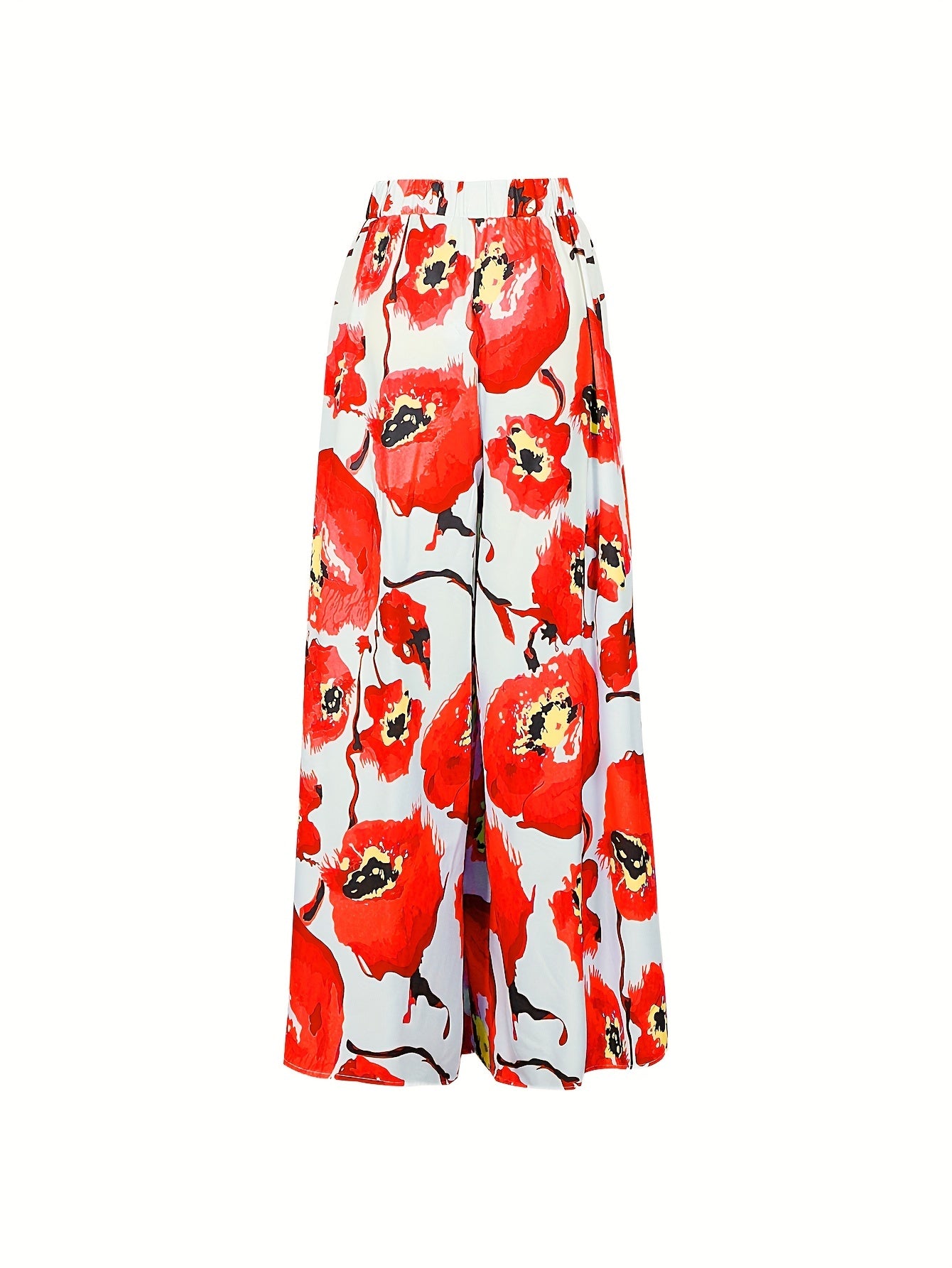 Floral Print High Rise Wide Leg Pants With Pockets