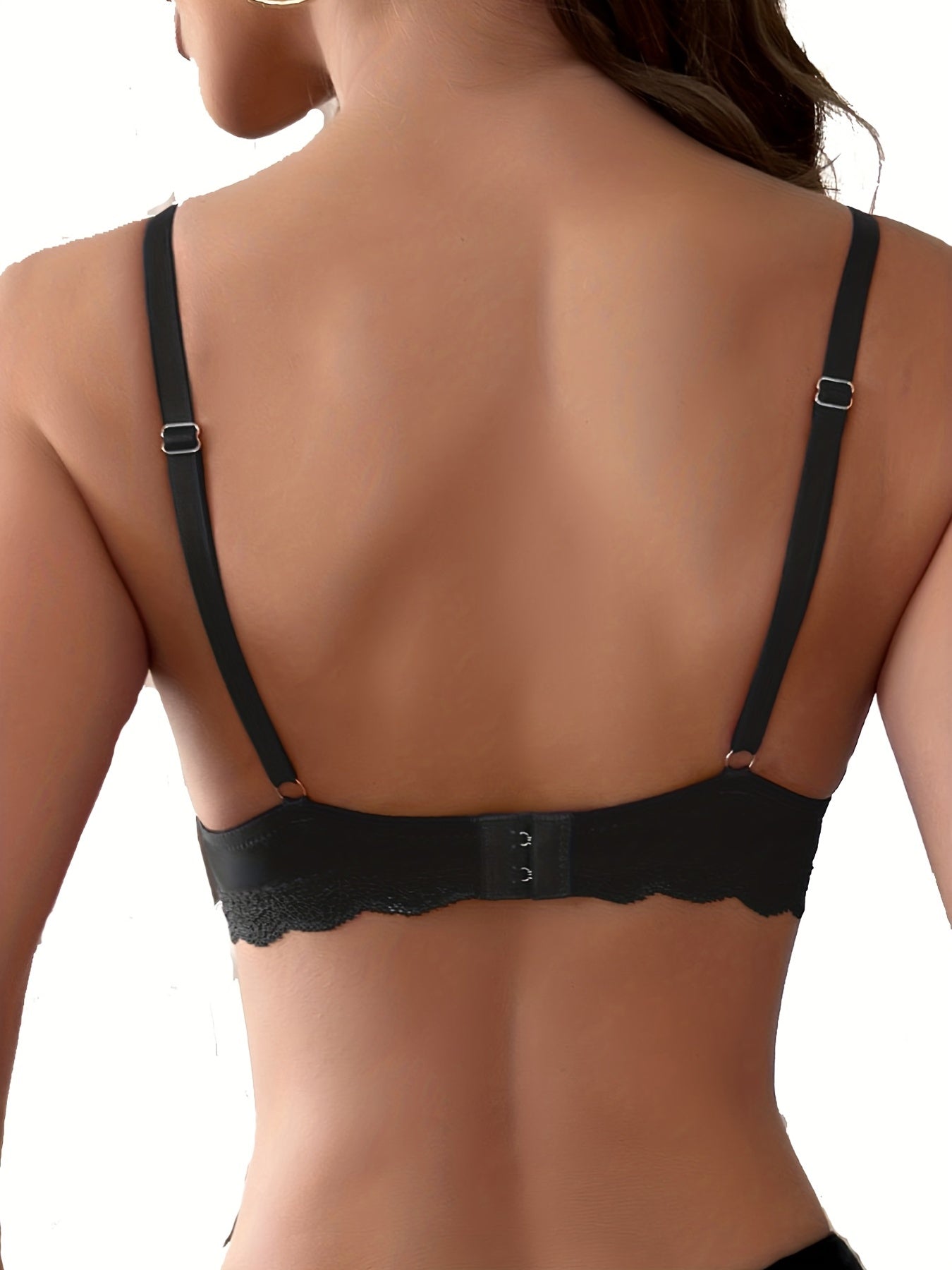 2pcs Lace Push Up Bras Comfy & Scallop Trim Intimates Bra Women's Lingerie