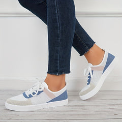 Women's Mesh Lace-Up Skate Shoes Breathable Flat Outdoor Walking Shoes