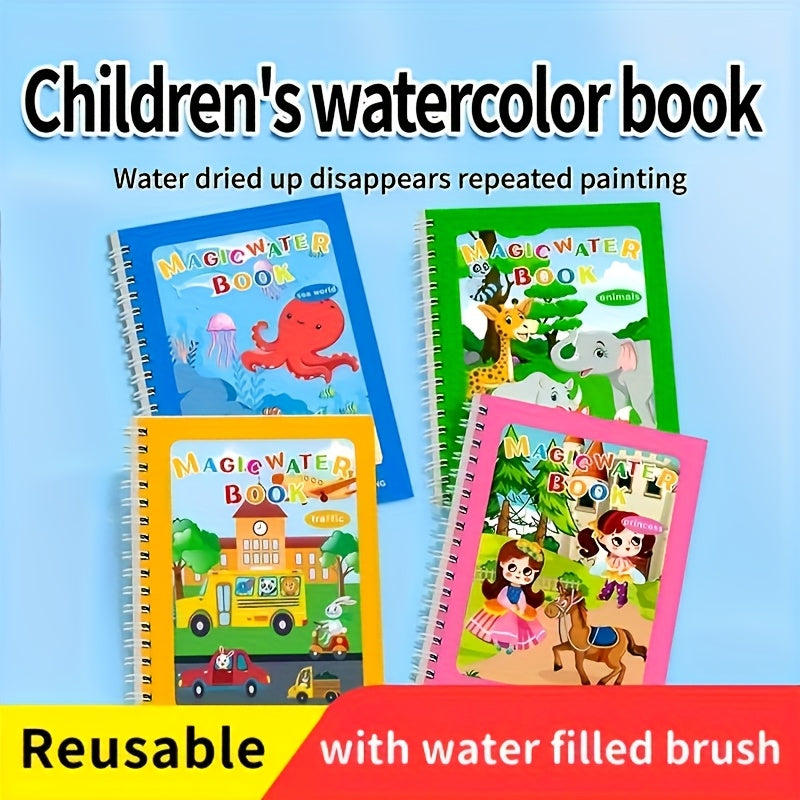 4pcs Magic Water Book Reusable Watercolor Activity Book with Double Sided Pages