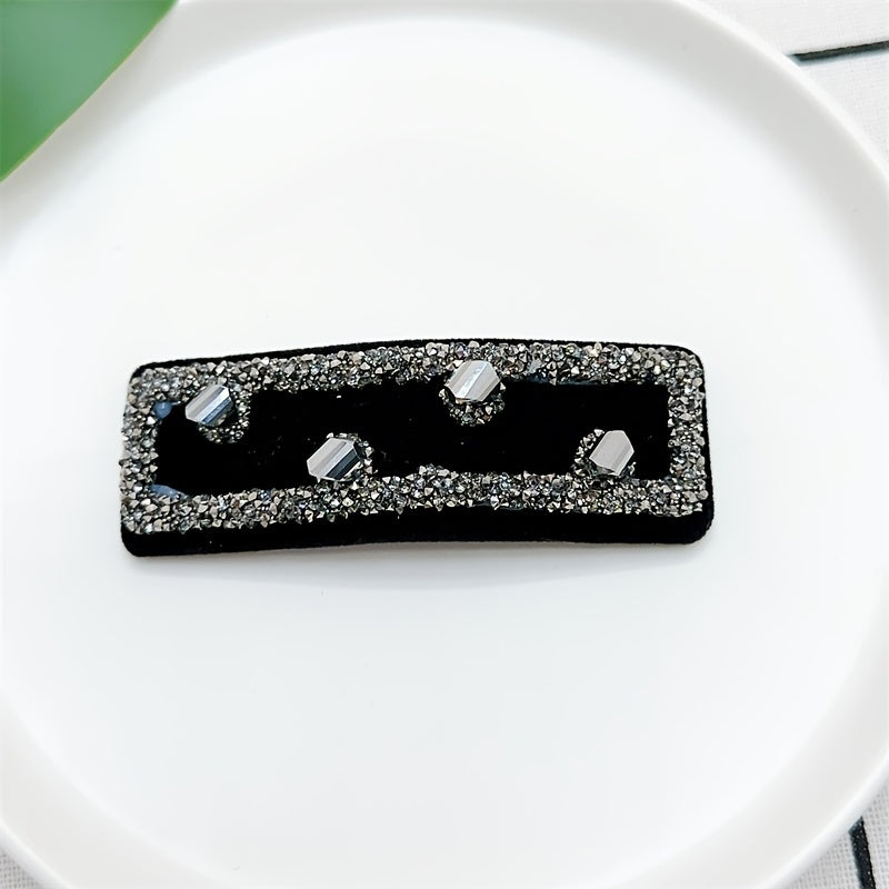 Rhinestone Solid Hair Clip Hair Accessories For Women 2pcs