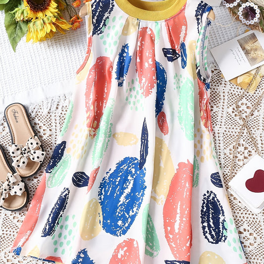 Girls Casual Graffiti Print Sleeveless Dress