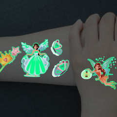 10 Glow in The Dark Cartoon Temporary Tattoos