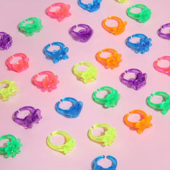 25pcs Transparent Ring Jewelry Cartoon Gift Small Toy Holiday Party Random