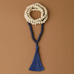 Men's Natural Stone & Wood Beads Tassel Necklace