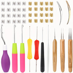 Dreadlocks Tool Set 12pcs Crochet Hooks 40pcs Hair Rings