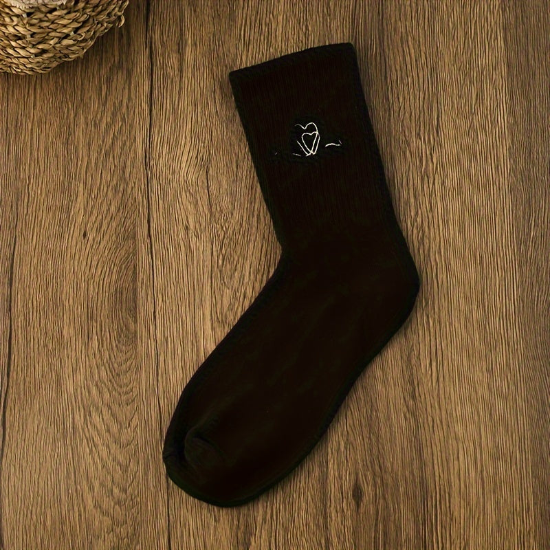 3 Pairs Heart Pattern Socks Mid Tube Stockings Women's Hosiery