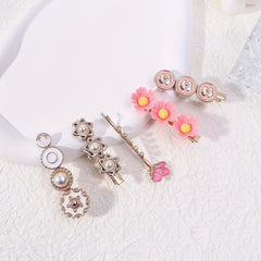 5pcs Pearl Rhinestone Flower Hairpin for Hair Bangs Braids