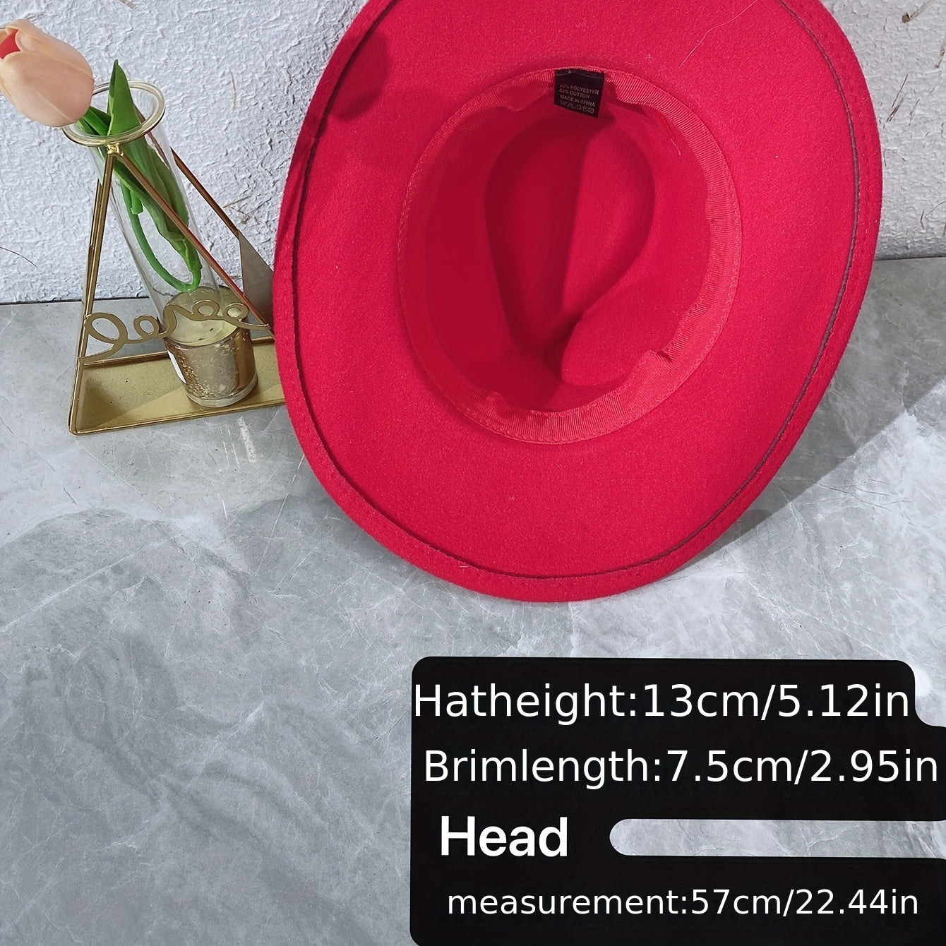 Red Rhinestone Fedora Cap Wide Brim Hat