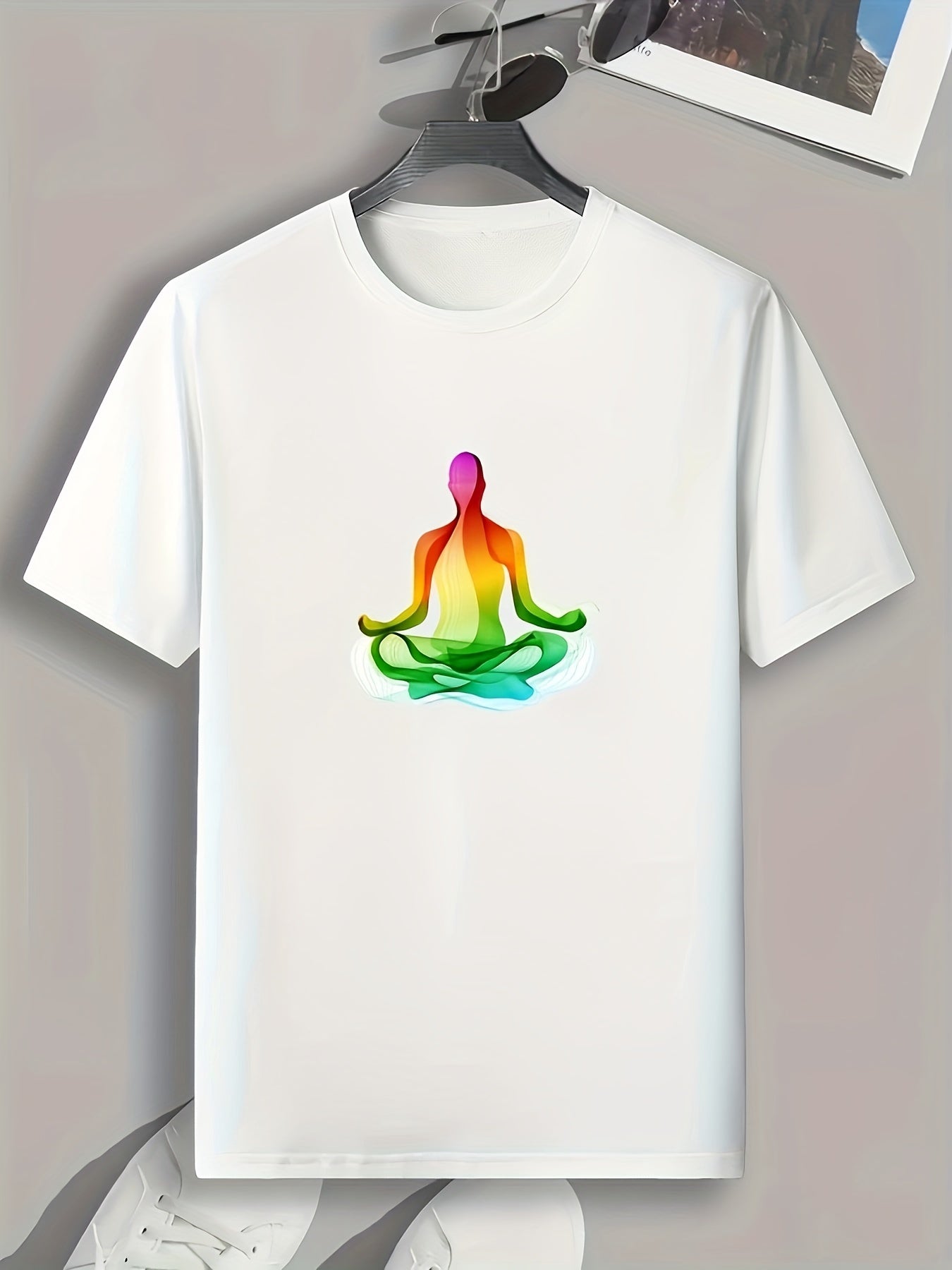 Men's Meditation Pattern Print Sports T shirt
