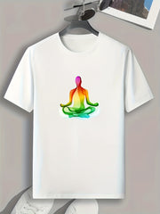 Men's Meditation Pattern Print Sports T shirt