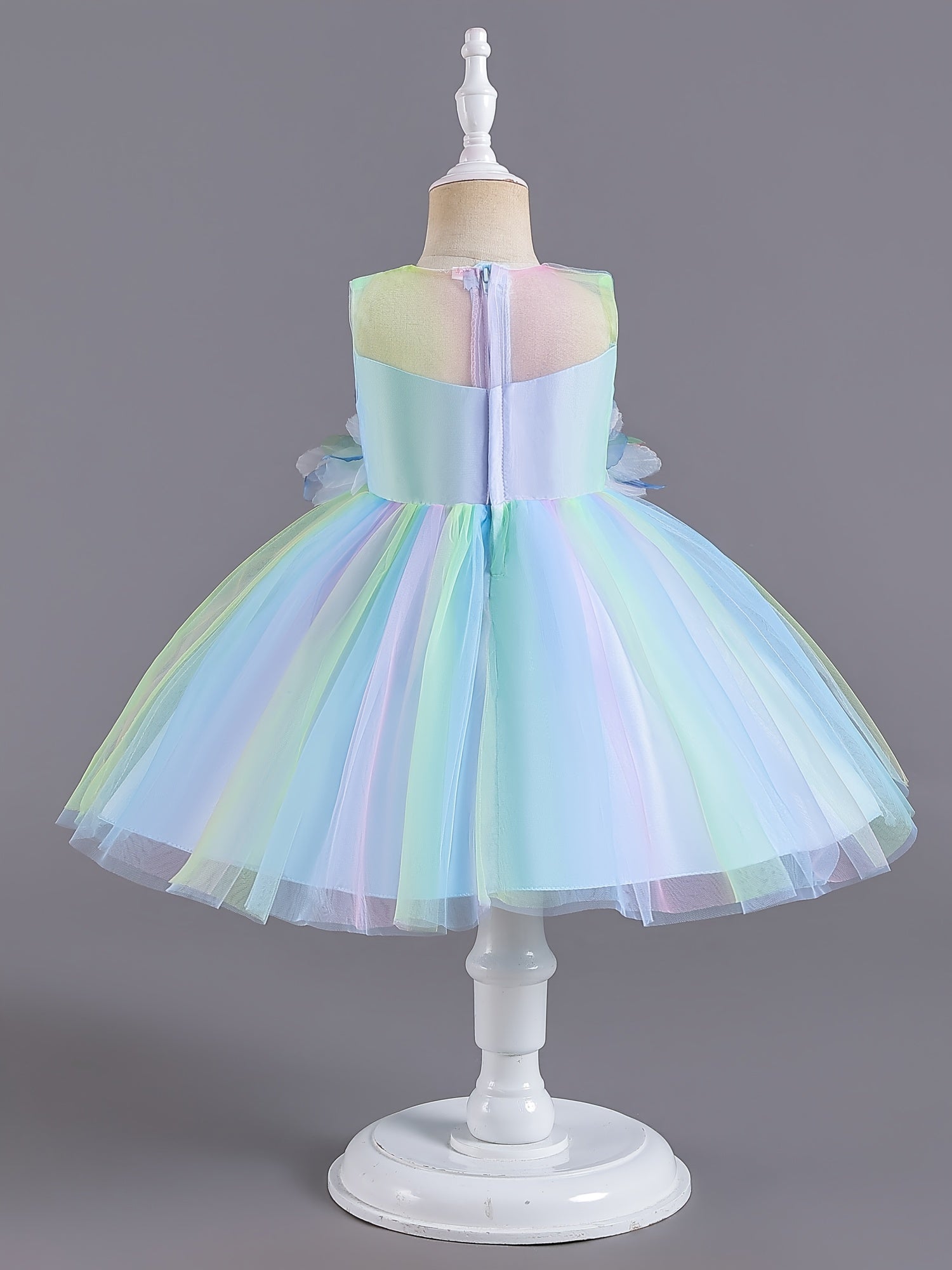 Girls Sleeveless Tutu Princess Dress With Flower Decoration