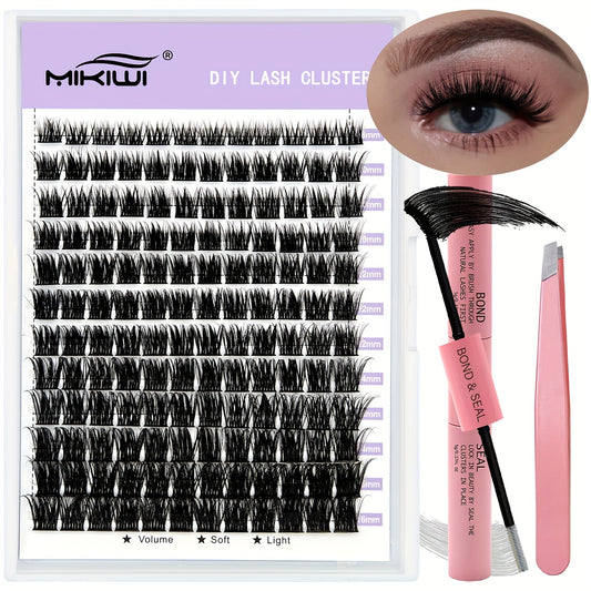 144pcs Cluster Lashes Mix 0.07mm D Curl DIY Kit