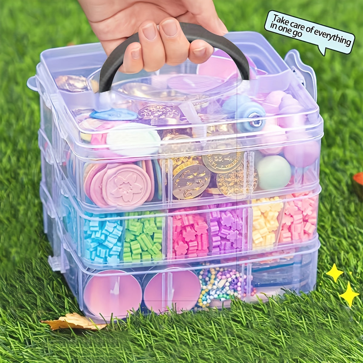 3 Tier 18 Grid Stackable Compartment Plastic Storage Box