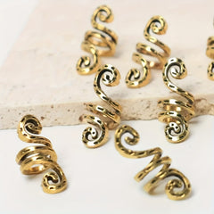 Y2K Golden Spiral Hair Rings Set, Stylish for Wigs and Braids, Perfect Gift