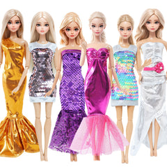6pcs Glittery Sequin Evening Gown Set for 11.5" Dolls