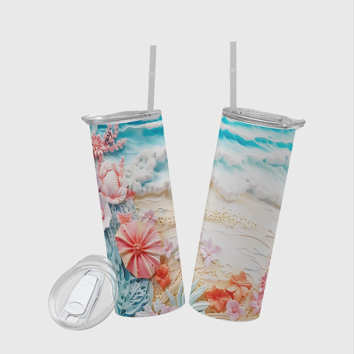 20oz Flower Sea Printed Travel Water Cup Stainless Steel Insulation Bottle