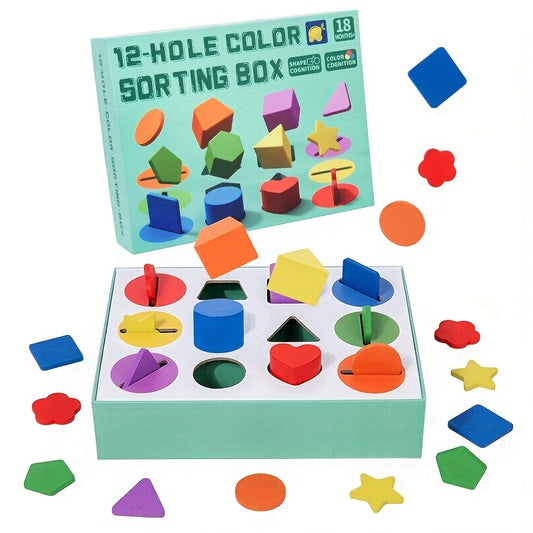 Wooden Shape Sorting Box Geometric Shape Sorting Box Wooden Educational Toy