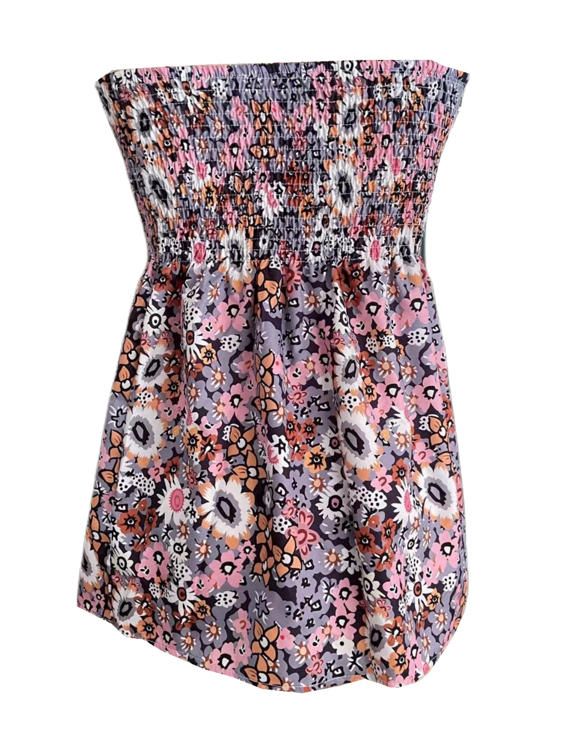 Floral Print Tube Top Sleeveless Casual Summer Top