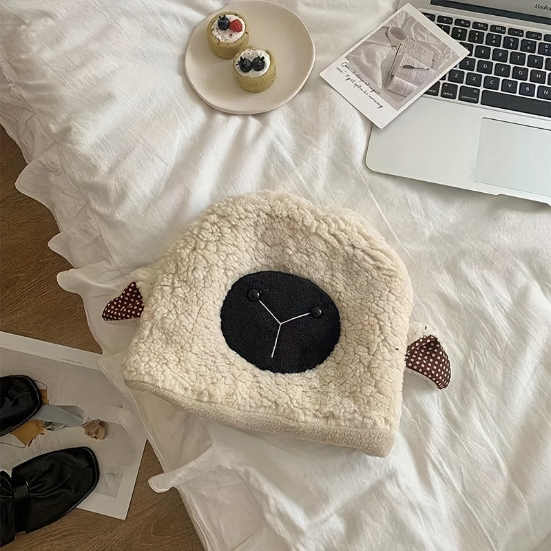 Sheep Ear Plush Beanie Warm Fisherman Hat for Winter