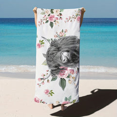 Highland Cow Pattern Microfiber Beach Towel 78 X 149 Sandproof Blanket