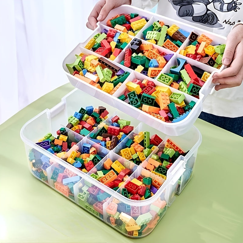 Stackable Building Blocks Storage Box with Carrying Handle and Baseplate Lid