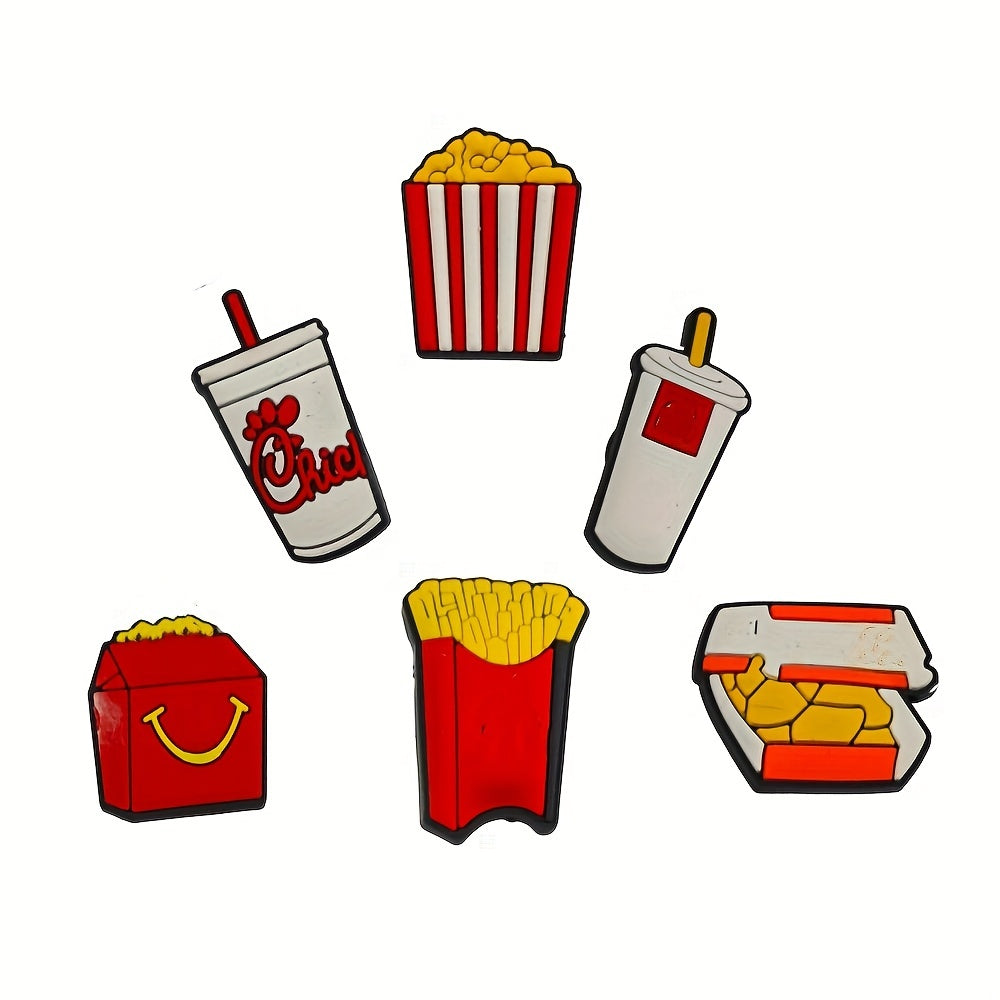 8pcs Fast Food Shoe Charms For Clogs Slides Sandals PVC Shoe Decorations