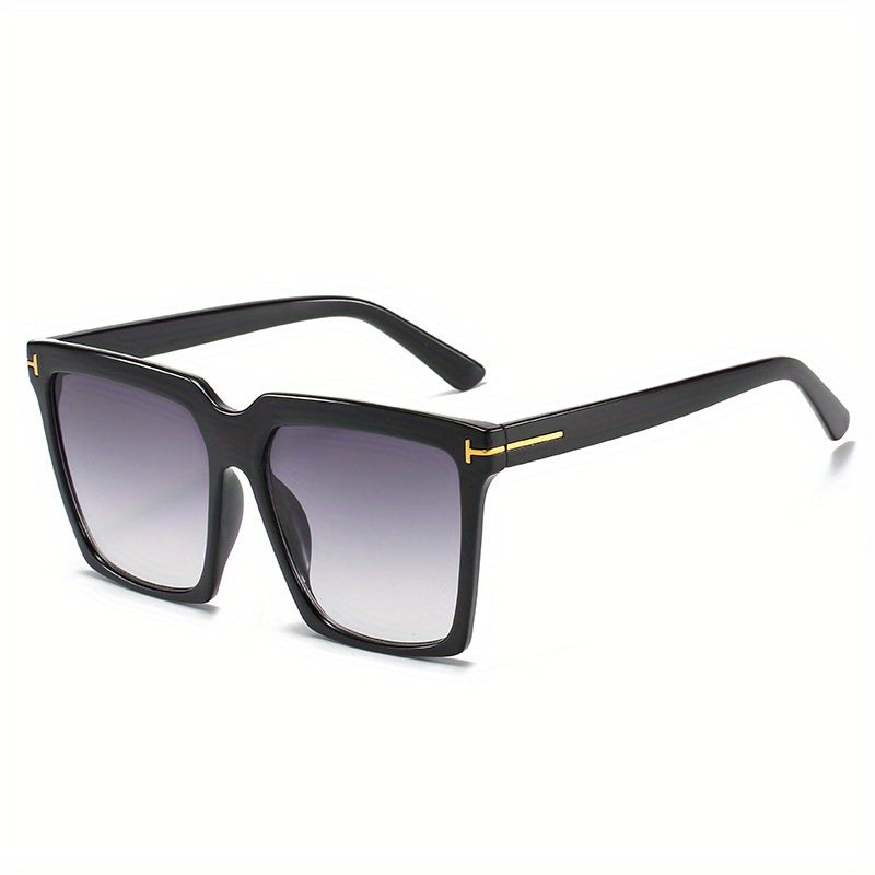 Square Frame Sunglasses Ombre Lens Glasses Rivet Decor Eyewear