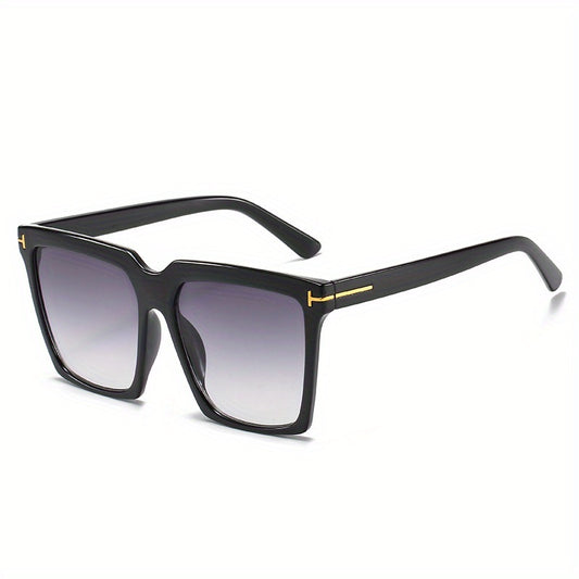 Square Frame Sunglasses Ombre Lens Glasses Rivet Decor Eyewear