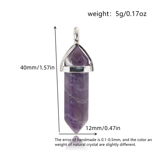 Hexagonal Column Natural Crystal Pendant Single Stone Amethyst Lapis Lazuli