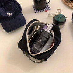 Small Canvas Toiletry Bag for Women Durable Travel Makeup Pouch with Zipper