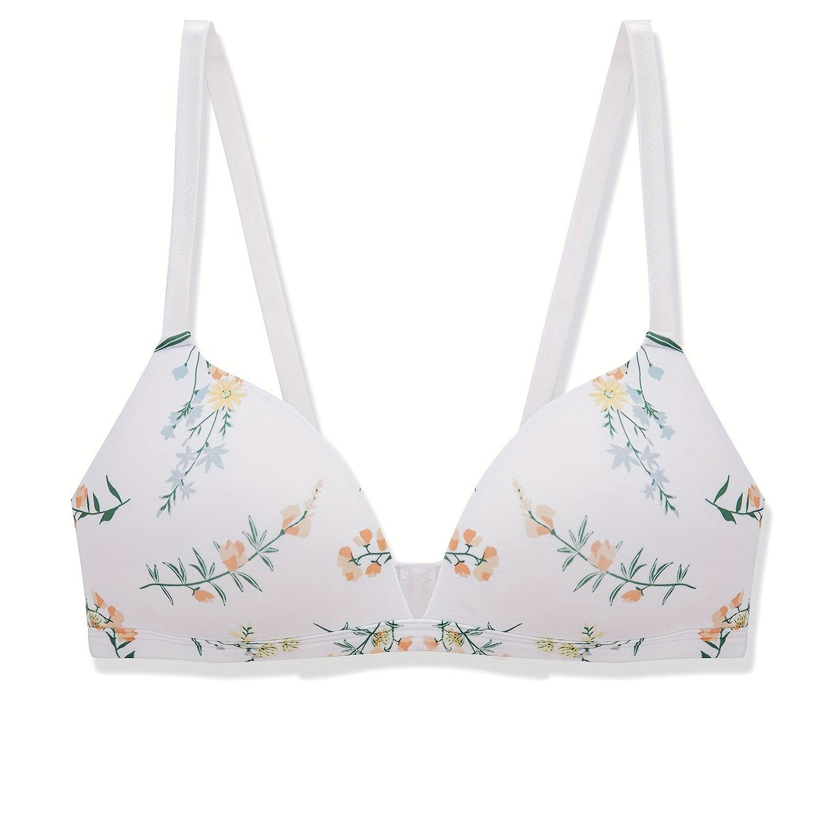 Floral Print Wireless Bra Comfy & Breathable Intimates