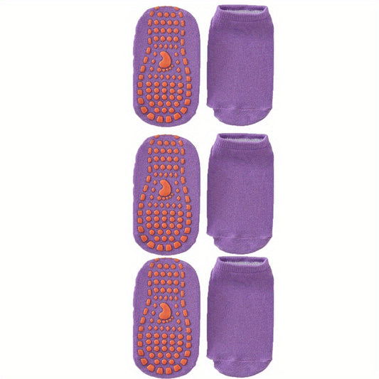 3 Pairs Kids Non-Slip Silicone Floor Socks for Trampoline Indoor Use
