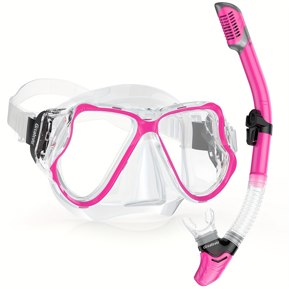 Panoramic View Snorkel Set Anti Fog Tempered Glass Diving Mask