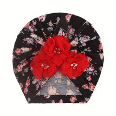 Spring Broken Rhinestone Flower Print Baby Hat