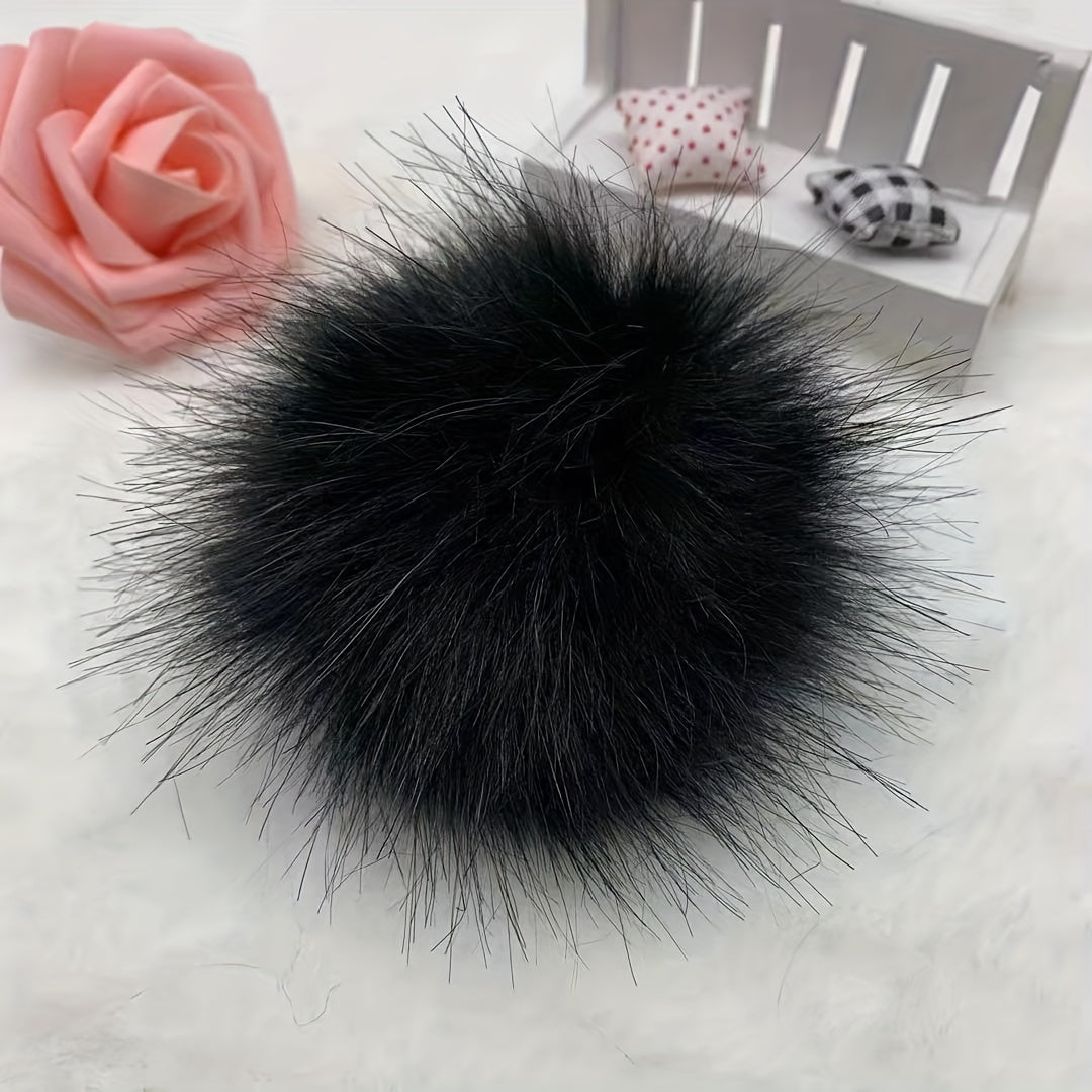 2pcs Faux Fur Pom Balls for Crafts Keychains Scarves Gloves Bags Knitting